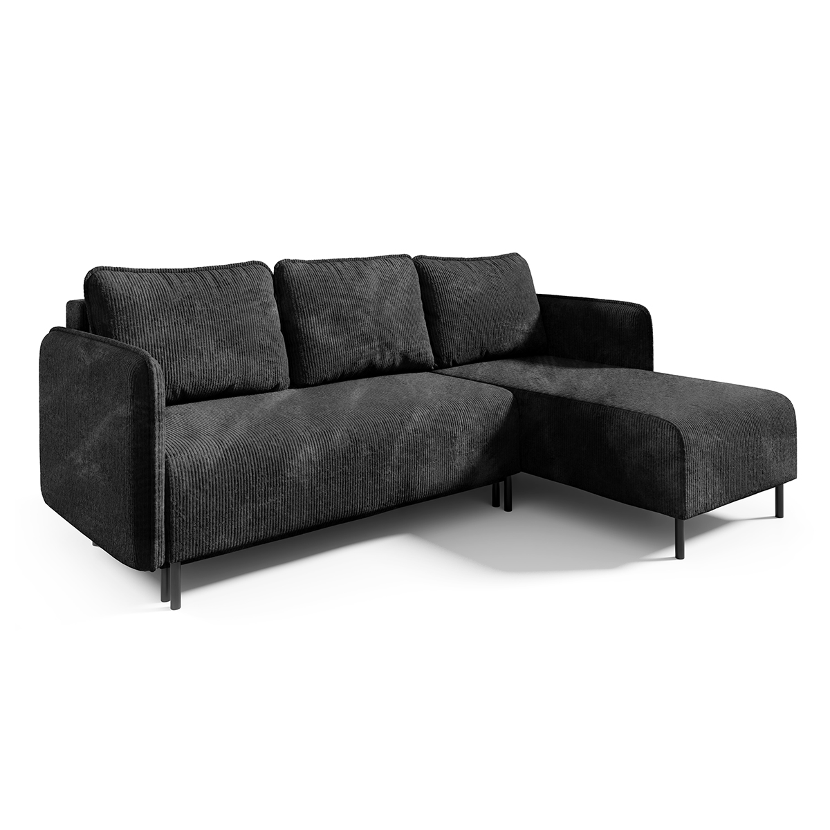Sofá de esquina reversible convertible de 3 plazas en madera de pino gris pk3673v1