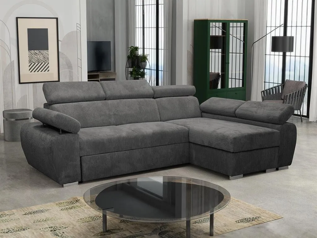 Sofá rinconero Micasacool 192 Gris Función de descanso Caja de ropa de cama 255x170cm