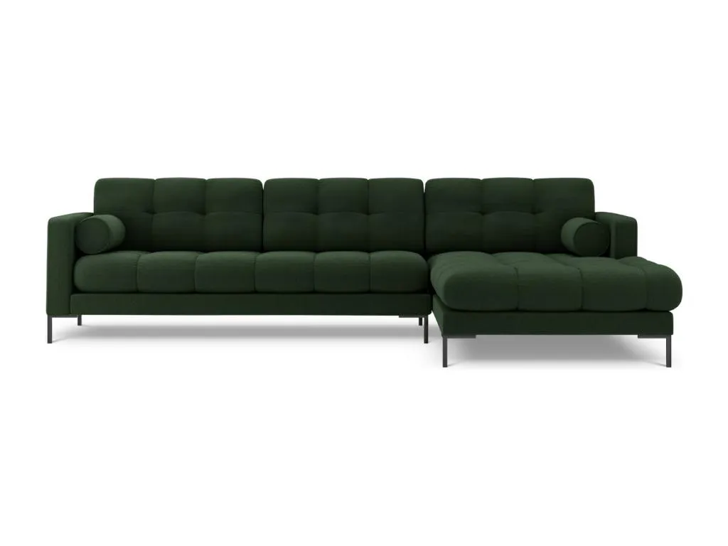 Habitarluz - Sofá esquinero derecho Habitarluz 5 plazas de tejido estructural verde oscuro - 293x185x75cm 62260ZGHT