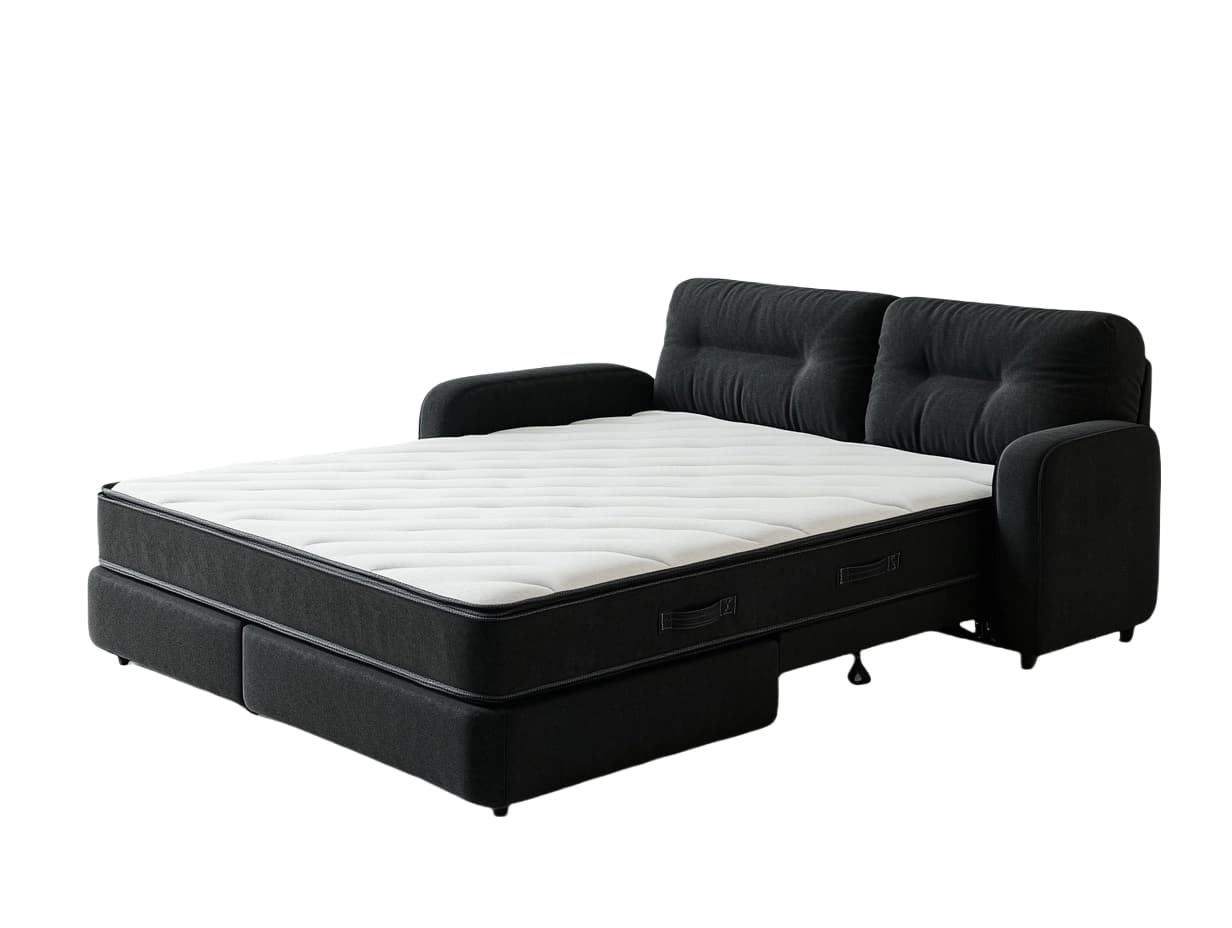 Sofá Cama Negro con Colchón 160x200 cm