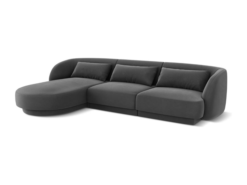 Sofá esquinero izquierdo Nidolux 4 plazas de gris- 255x156x70cm