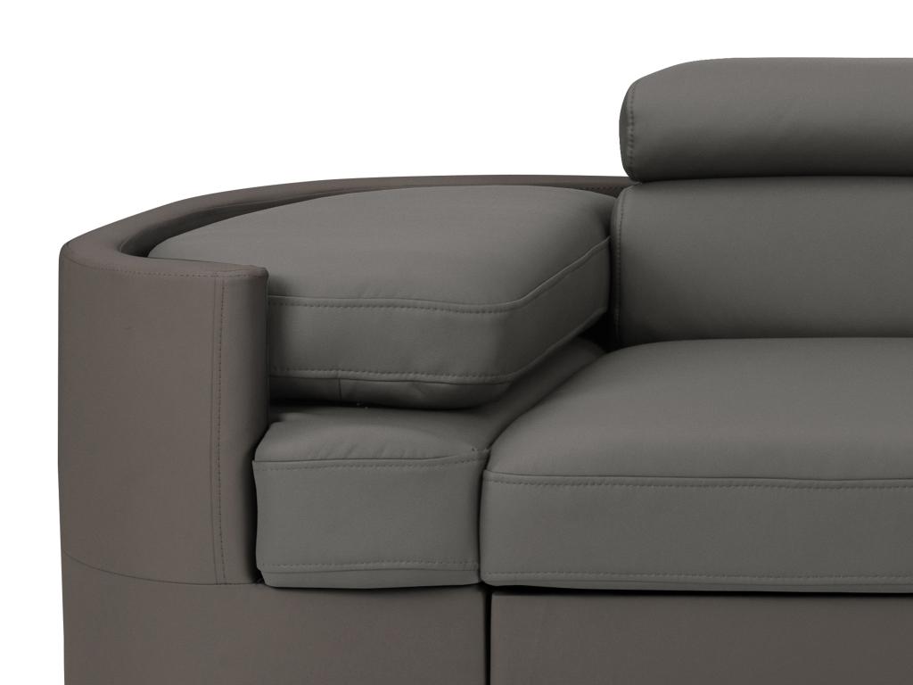 Sofá cama esquinero tapizado de tela y piel sintética MYSEN - Gris y antracita - ángulo derecho