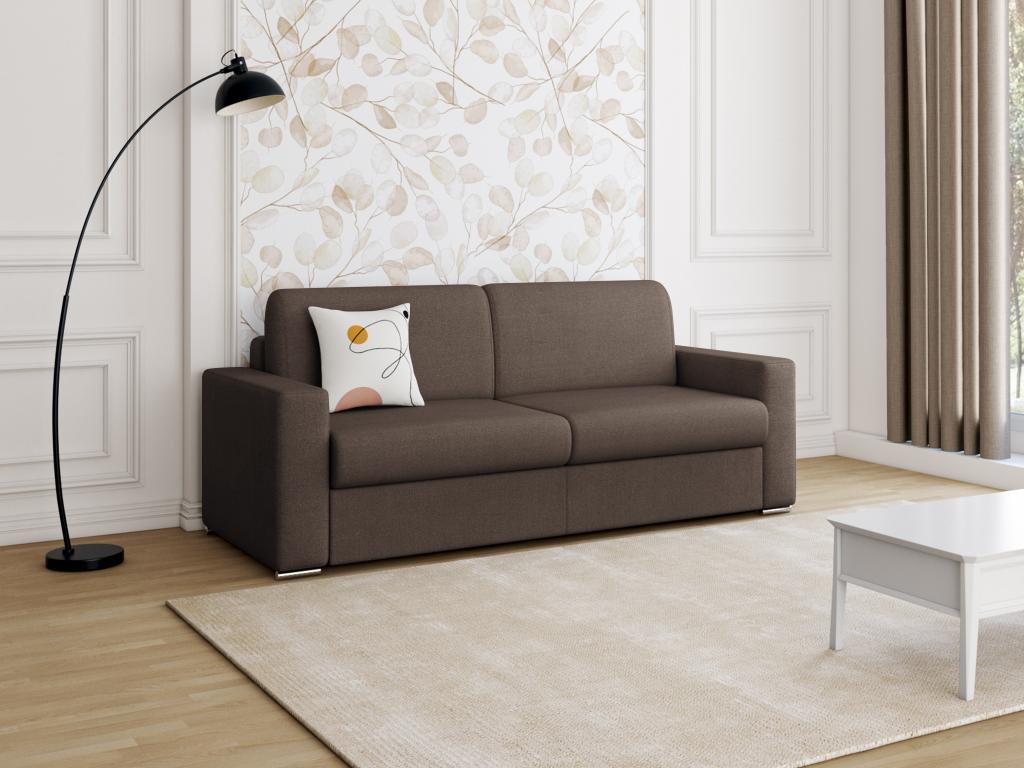 Sofá cama de apertura rápida 4 plazas Nidolux- Marrón- Cama 160 cm- Colchón 14 cm