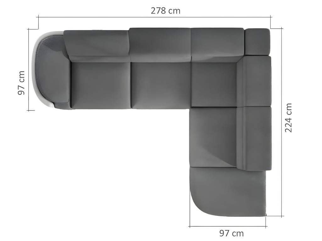 Sofá cama esquinero tapizado de tela y piel sintética MYSEN - Gris y antracita - ángulo derecho