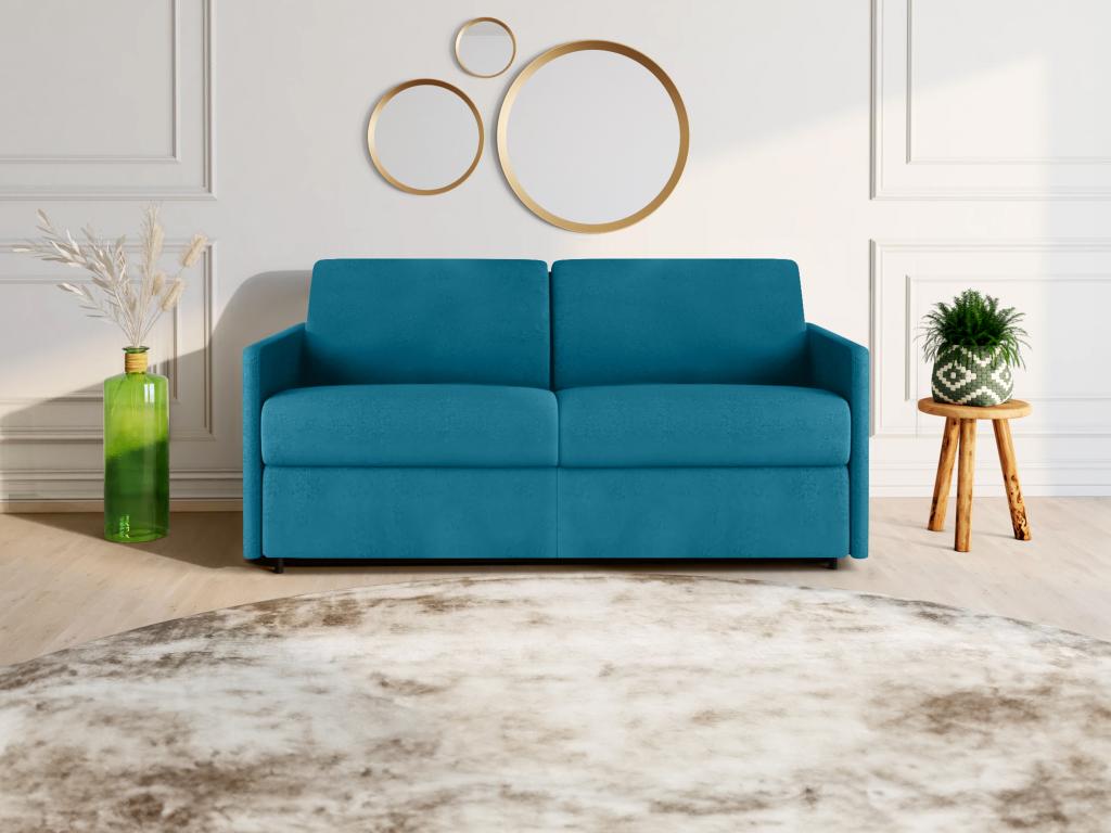 Sofá cama italiano 3 plazas de Nidolux- Turquesa- Cama 140 cm- Colchón 18 cm