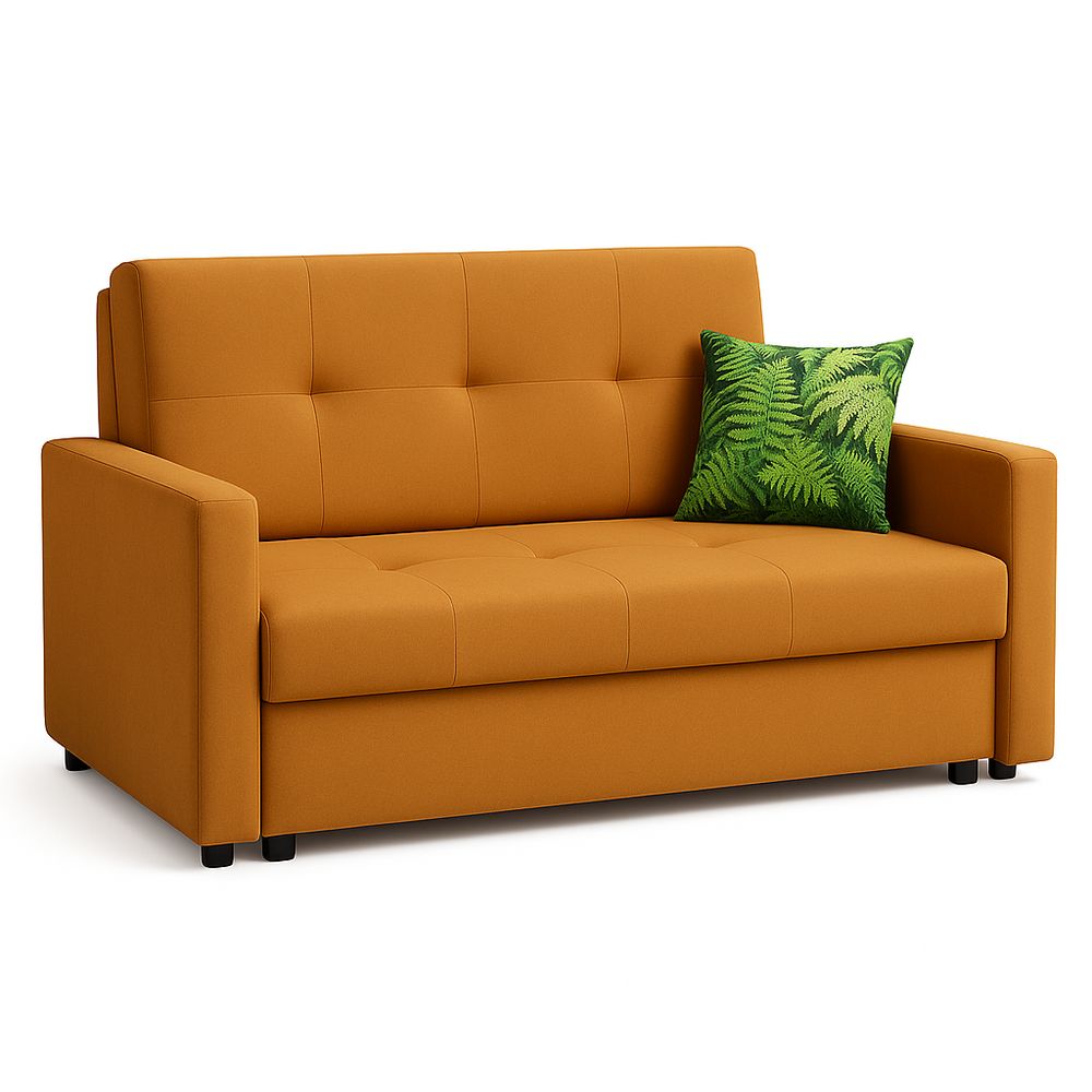 Sofá de cama moderno naranja de 3 plazas,sofá convertible con cojín decorativo,estructura de madera,cómodo,ideal para salones pequeños