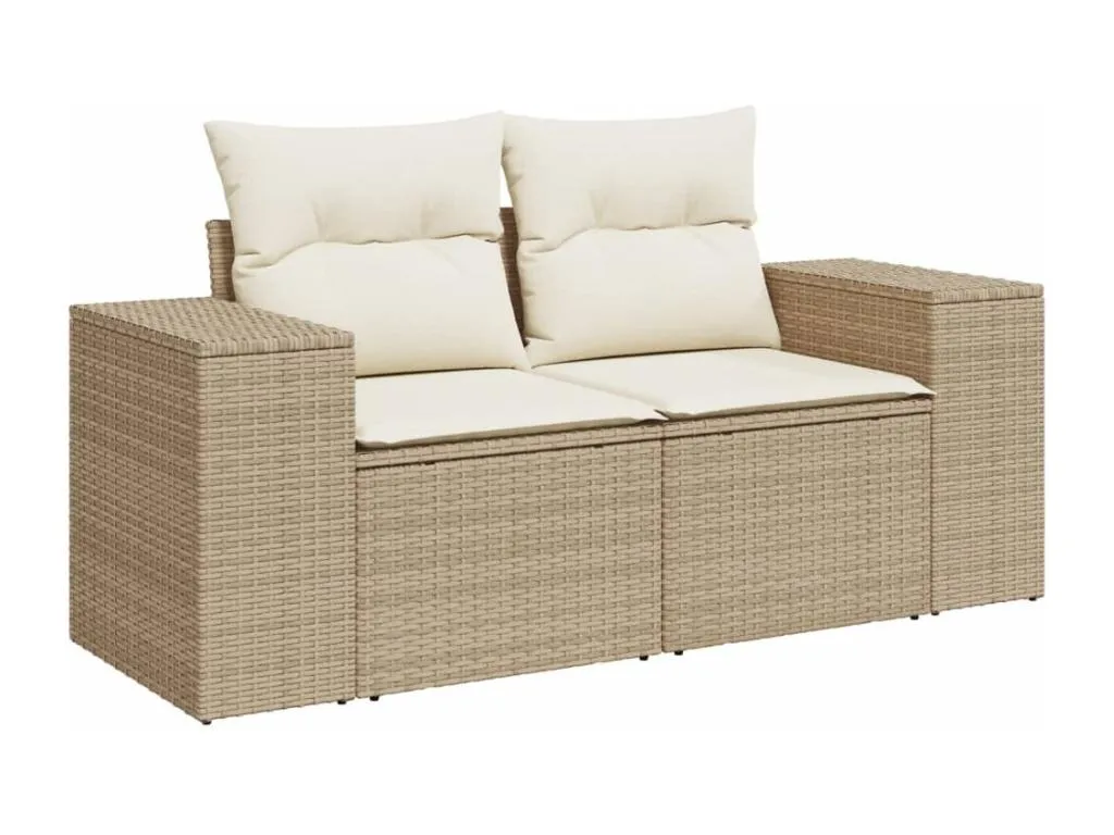 Sofá de jardín con cojines de 2 plazas ratán sintético beige 41141EQUL