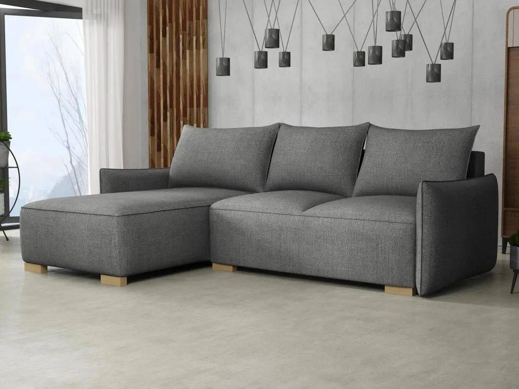 Sofá rinconero Decocasaes 226 Gris Función de descanso Caja de ropa de cama 240x155cm bbwn22556