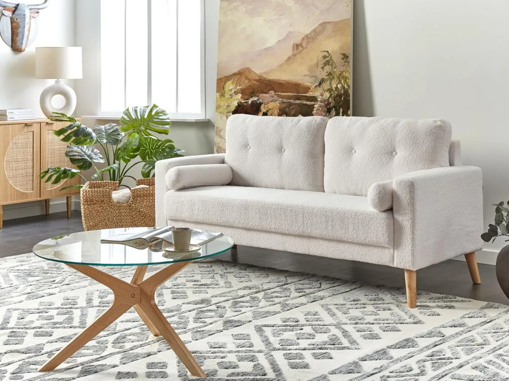 Sofá de 2 plazas Alkifurniturees Blanco crema 96100YOUX