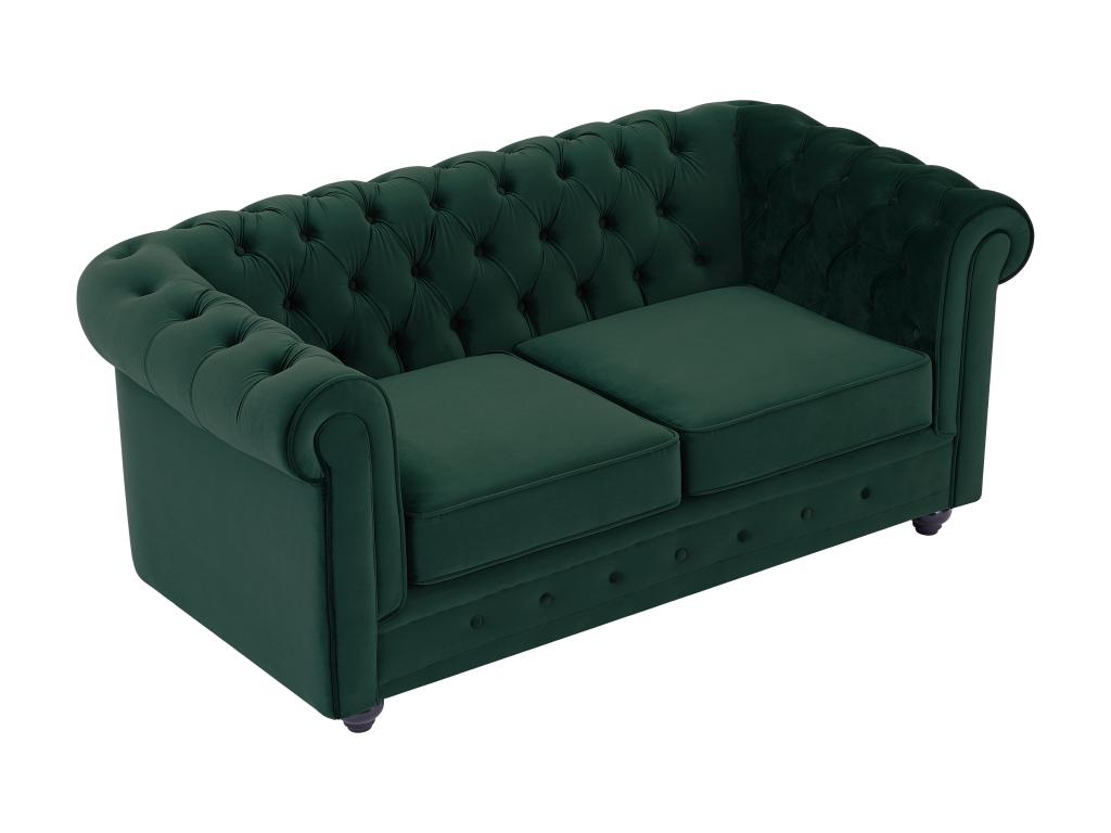 Sofá de dos plazas tapizado en terciopelo verde Lluesmahome  EH7367036