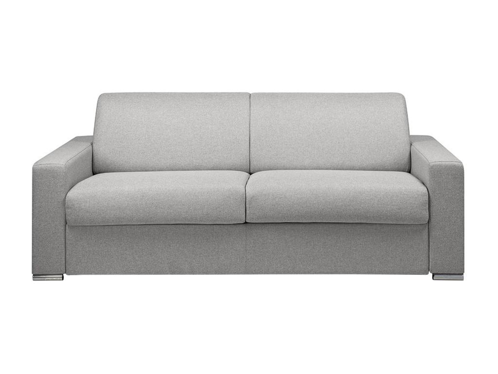 Sofá cama de 4 plazas de tela de apertura rápida CALITO - Gris - Cama de 160 cm - Colchón de 18 cm con memoria de forma