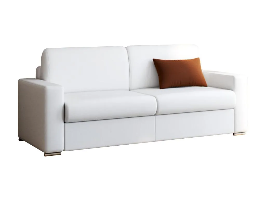 Sofá cama italiano 4 plazas piel sintética Lluesmamuebles - Blanco - Cama 160 cm - Colchón 22 cm