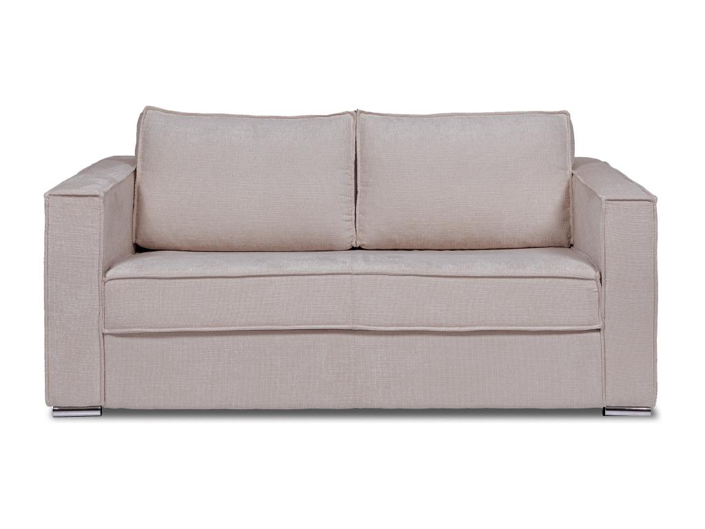 Sofá cama de 4 plazas de apertura rápida de tela texturizada color beige - Somier de 160 cm de ancho - Colchón de 18 cm LORETO
