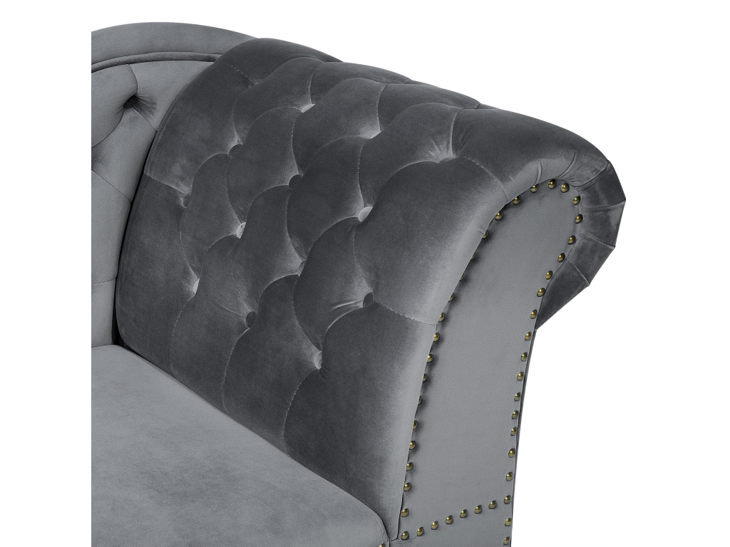 Chaise longue de terciopelo gris derecho NIMES