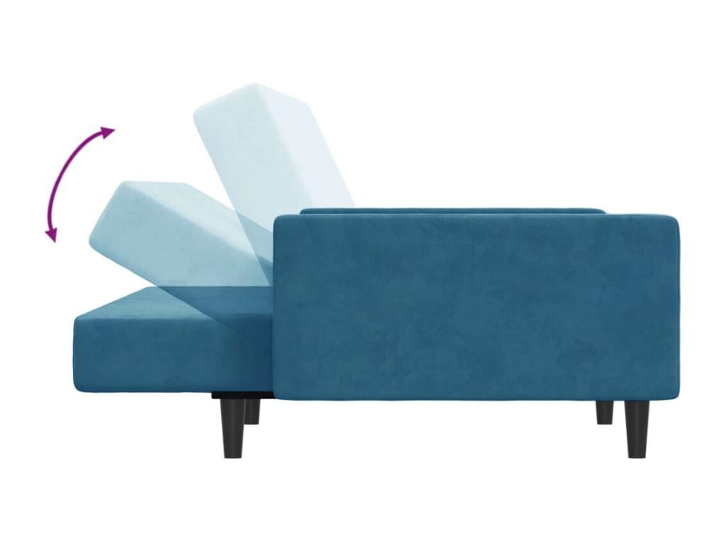 Sofá cama de 2 plazas con taburete Nidolux azul