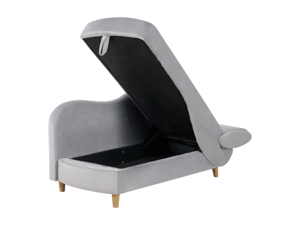 Chaise longue de terciopelo gris claro derecho con almacenaje MERI II