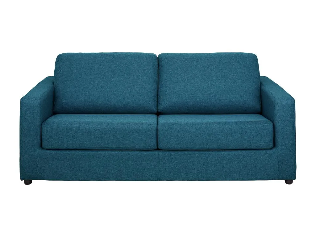 Sofá cama de 3 plazas con apertura italiana en tela azul - Cama de 140 cm - Colchón de 14 cm Francomuebleses