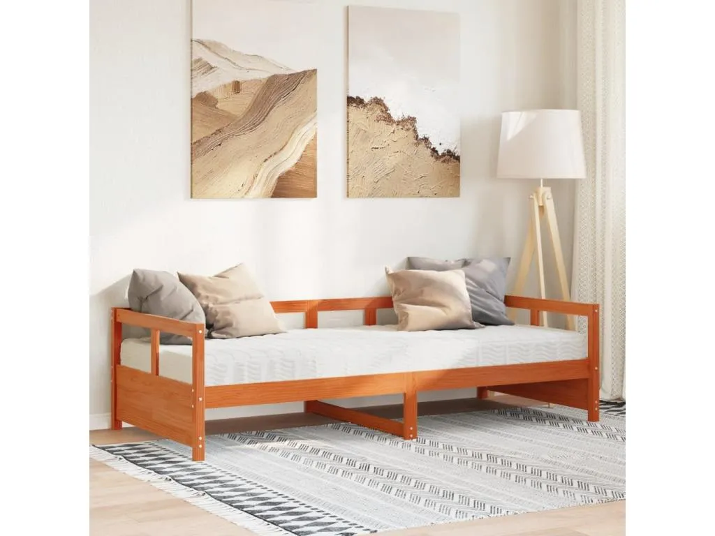 Sofá cama con colchón Vivircalido maciza Vivircalido marrón cera 90x200 cm 18019zgcr
