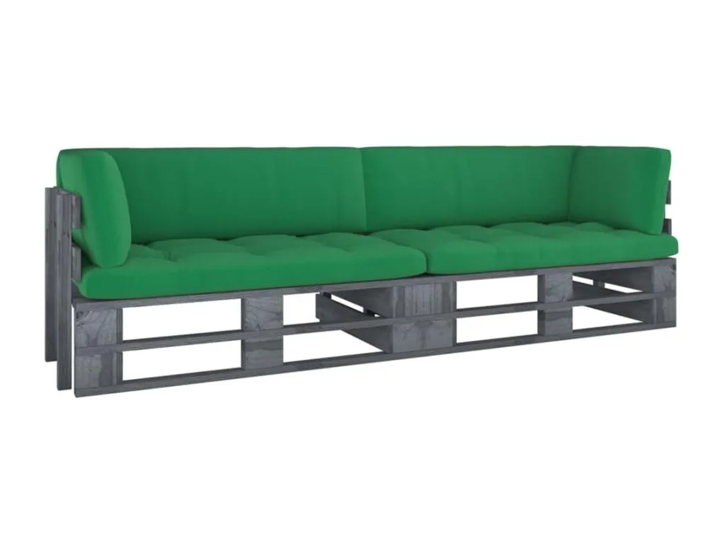 Sofá de Palets de 2 Plazas con Cojines Gris en Madera Decohoguera Impregnada GP0083226