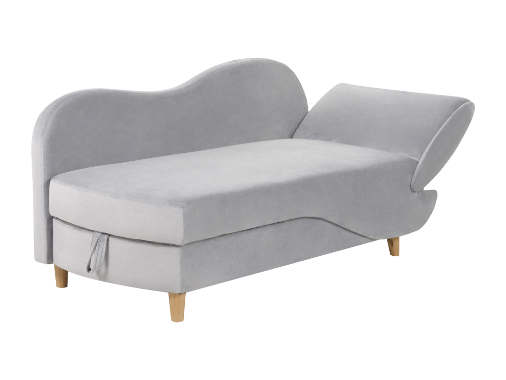 Chaise longue de terciopelo gris claro derecho con almacenaje MERI II
