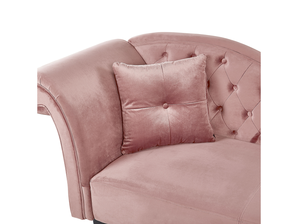 Chaise longue de terciopelo rosa izquierdo LATTES