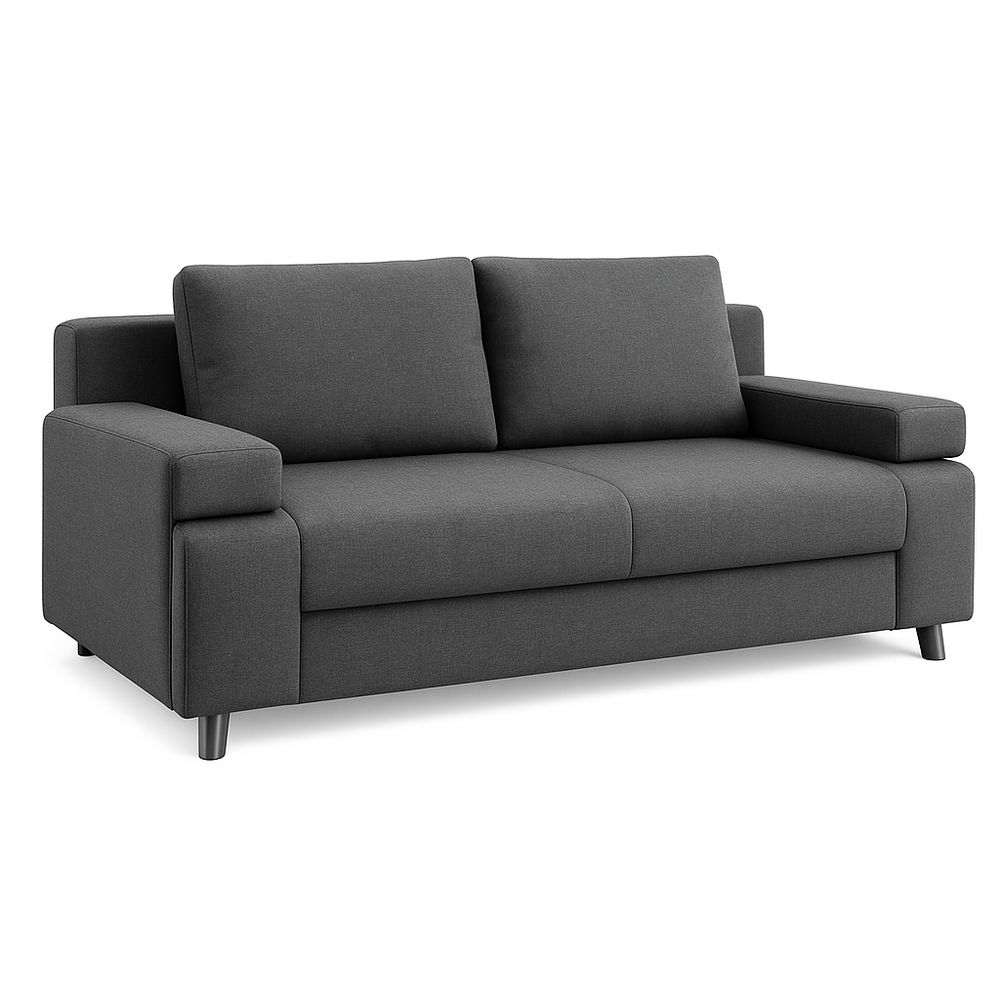 Sofá moderno de dos plazas en tela gris, sofá contemporáneo compacto, ideal para salas de estar, estructura robusta, estilo minimalista