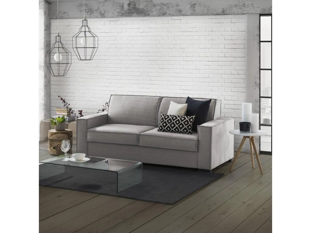 Sofá fijo Andreuworldcasa Sofá de 2 plazas Made in Italy Sofá de salón en tela con reposabrazos delgados Cm 160x95h90 Gris