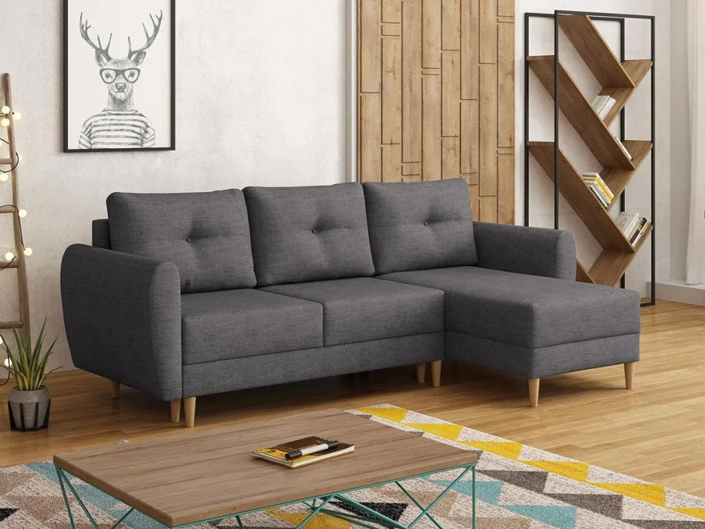 Sofá rinconero Casabellaes 105 Gris Función de descanso Caja de ropa de cama 235x145x93cm SUUE57152