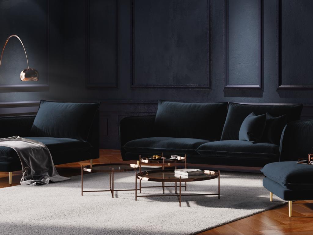 Joliven- Chaise longue de angulo izquierdo de azul oscuro- 170x110x95cm