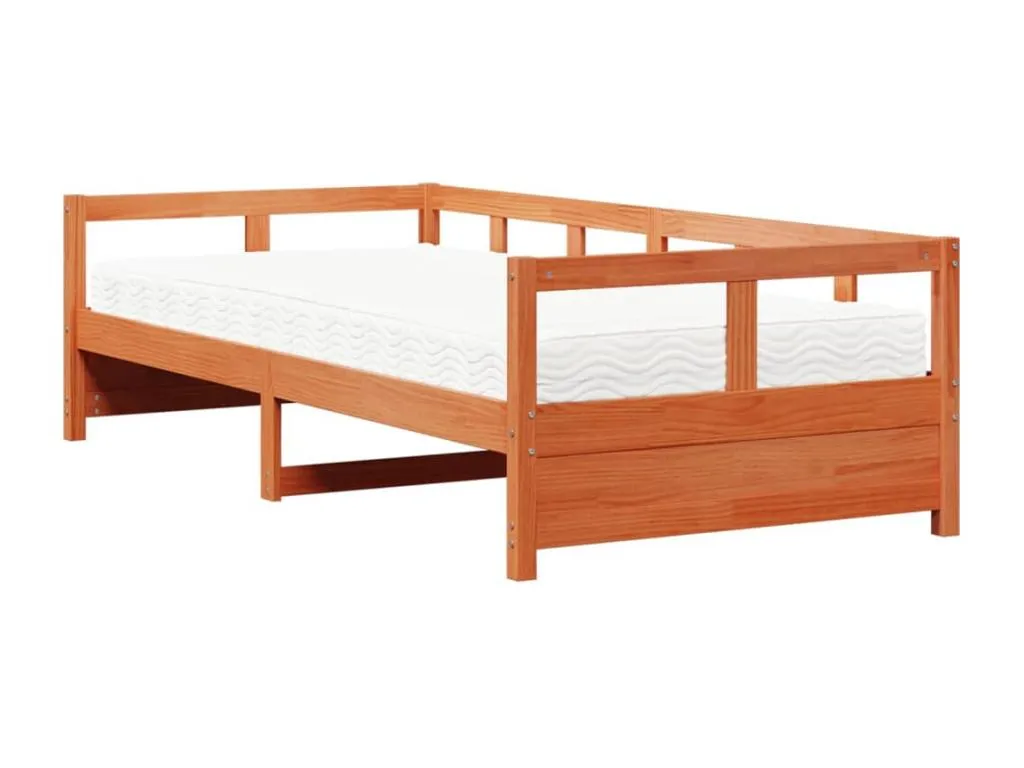 Sofá cama con colchón Vivircalido maciza Vivircalido marrón cera 90x200 cm 18019zgcr