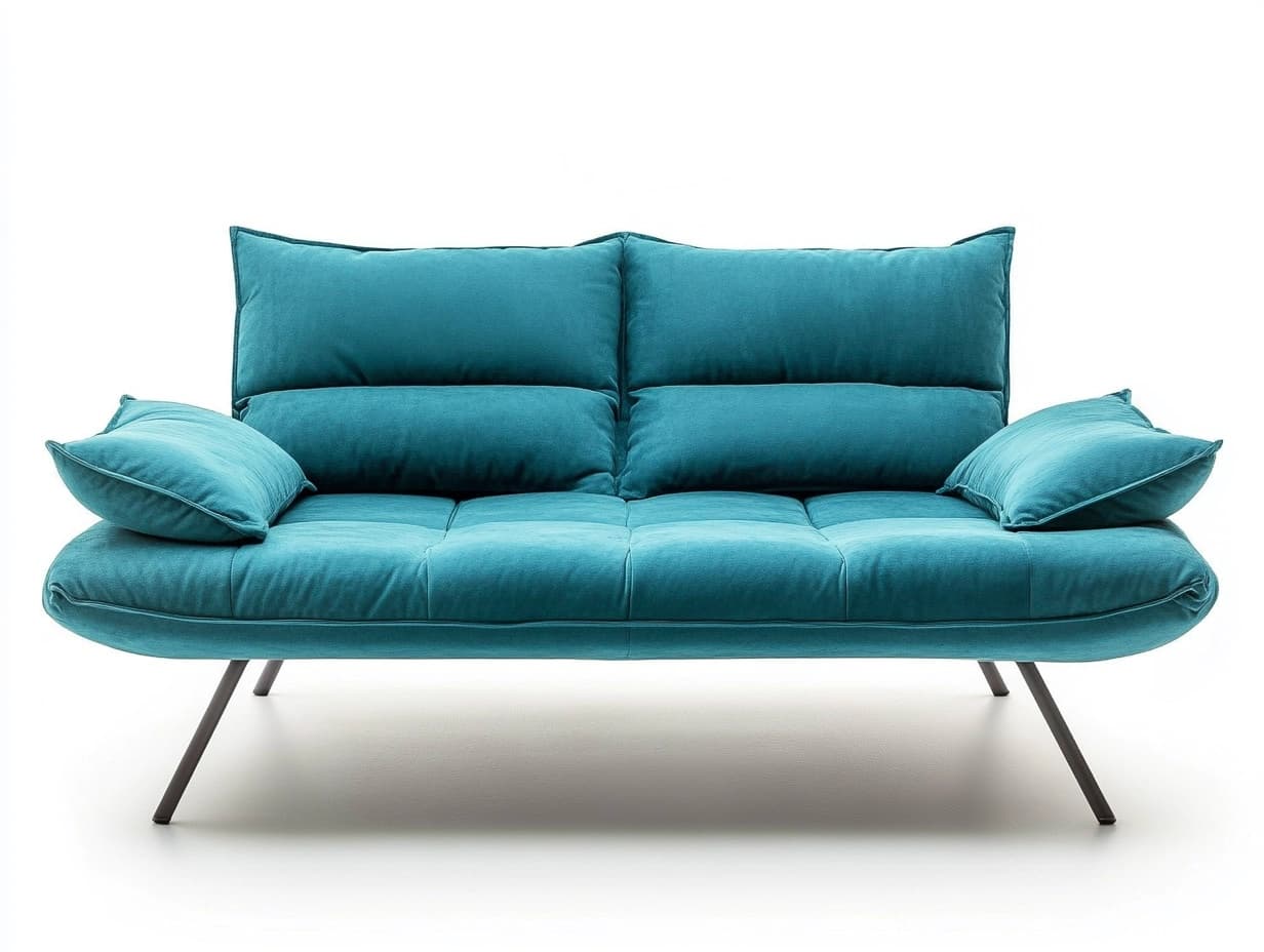 Sofá de Dos Plazas Terciopelo Azul Cuadrado Acero 180x95x85 cm