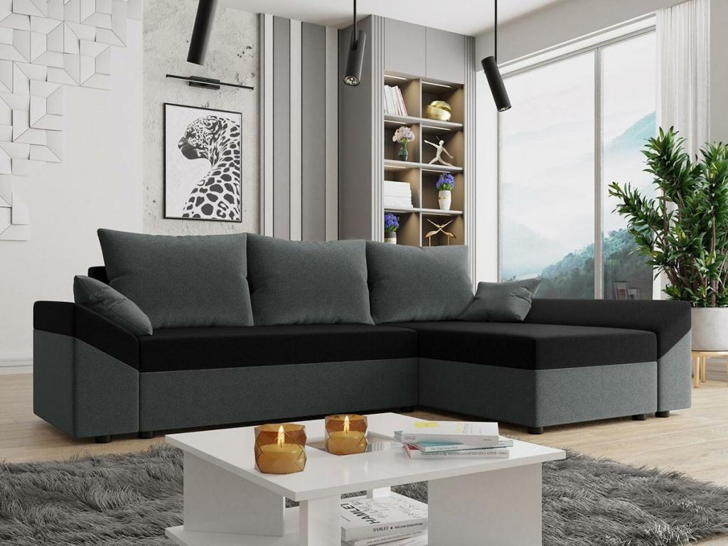 Sofá rinconero Memphis 130 Gris Función de descanso Caja de ropa de cama 240x140x82cm