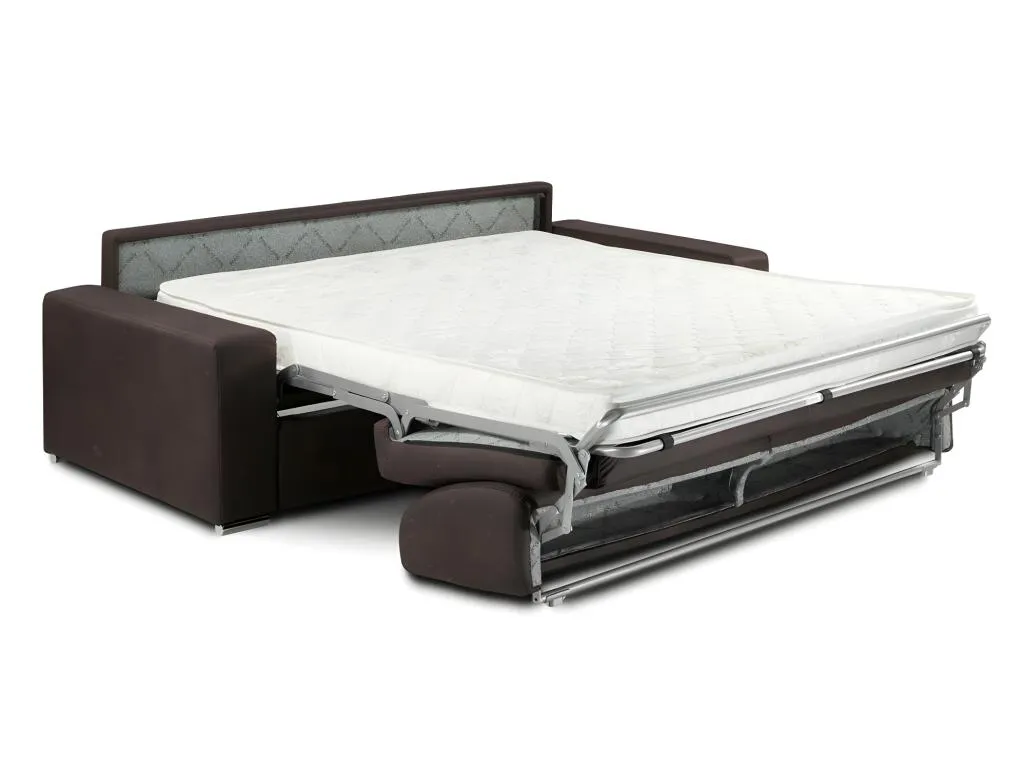 Sofá cama italiano 3 plazas de tela Banakdecoracion - Gris - Cama 140 cm - Colchón 14 cm 92344GTHS