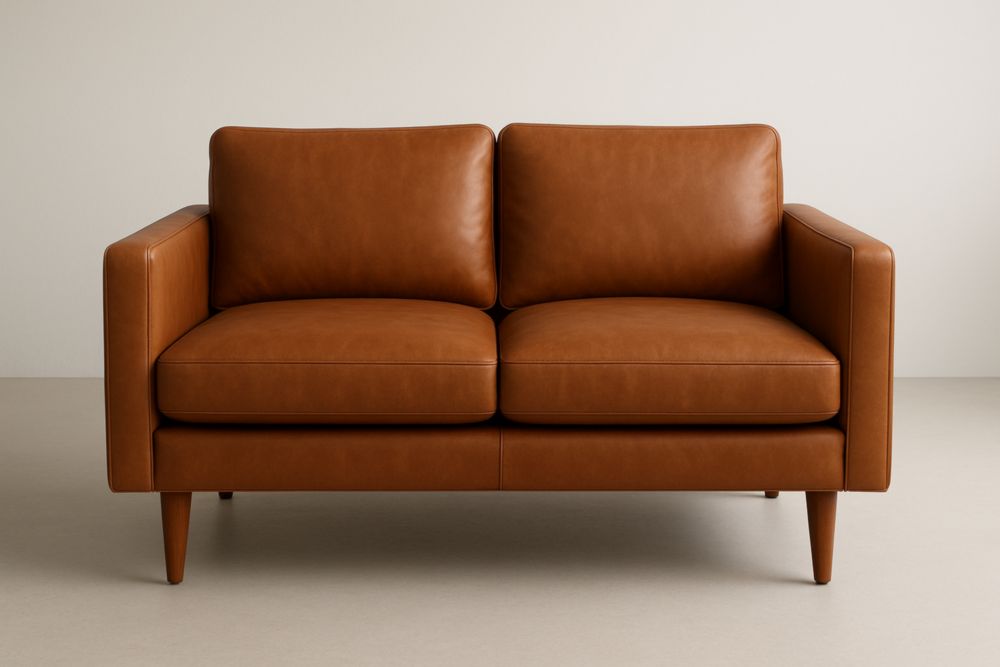 160x90x85 cm Sofá 2 plazas de cuero PU con estructura de madera y patas de madera maciza