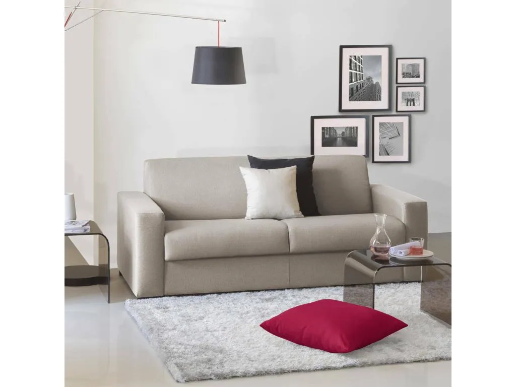 Sofa cama Luxmbls Gran Sofá de 2 plazas Made in Italy Sofá de salón con apertura giratoria en tela acolchada con reposabrazos estándar 01381DVBZ