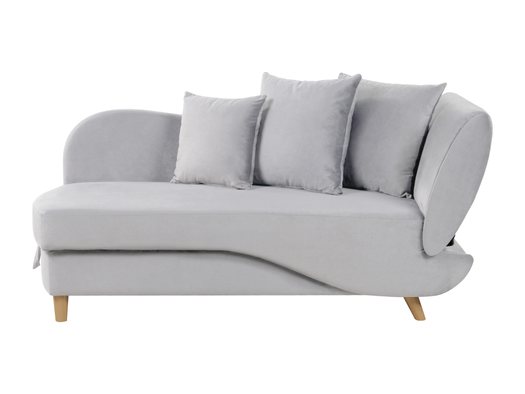 Chaise longue de terciopelo gris claro derecho con almacenaje MERI II