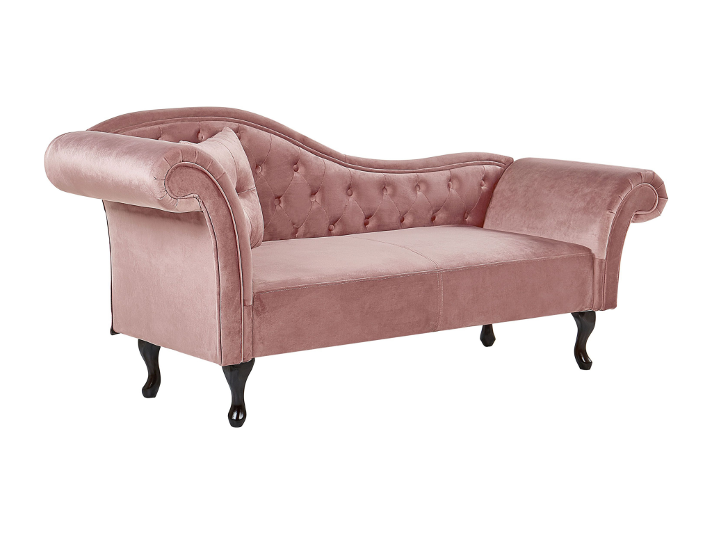 Chaise longue de terciopelo rosa izquierdo LATTES