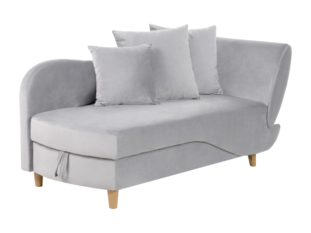 Chaise longue de terciopelo gris claro derecho con almacenaje MERI II