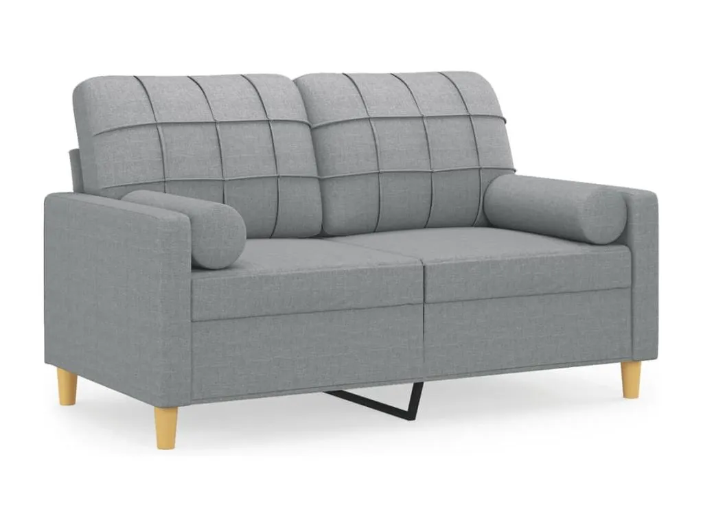 Sofá de 2 plazas con cojines tela gris claro 120 cm