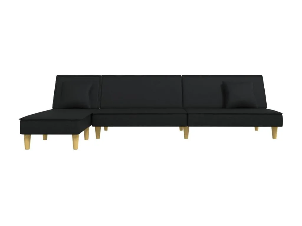 Sofá cama en forma de L tela negro 255x140x70 cm LJAF81056