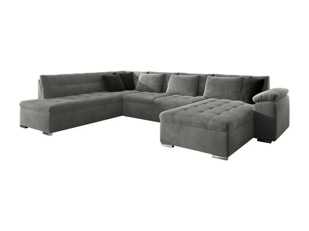 Sofá rinconero Hogarmini 141 Gris Función de descanso Caja de ropa de cama 348x205x76cm dfti80589