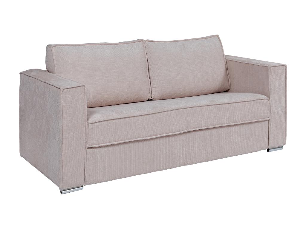 Sofá cama de 4 plazas de apertura rápida de tela texturizada color beige - Somier de 160 cm de ancho - Colchón de 18 cm LORETO