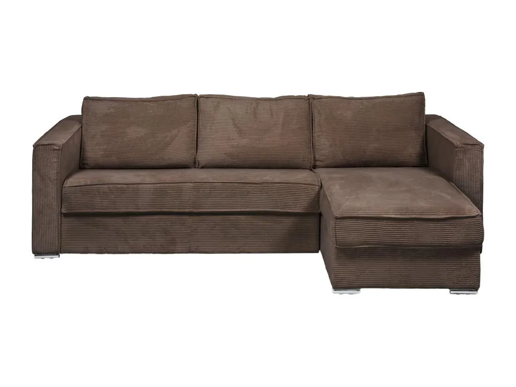 Sofá cama rinconero con apertura italiana y reversible de pana marrón - Cama de 140 cm - Colchón de 14 cm Luxmbls 55105DEEA