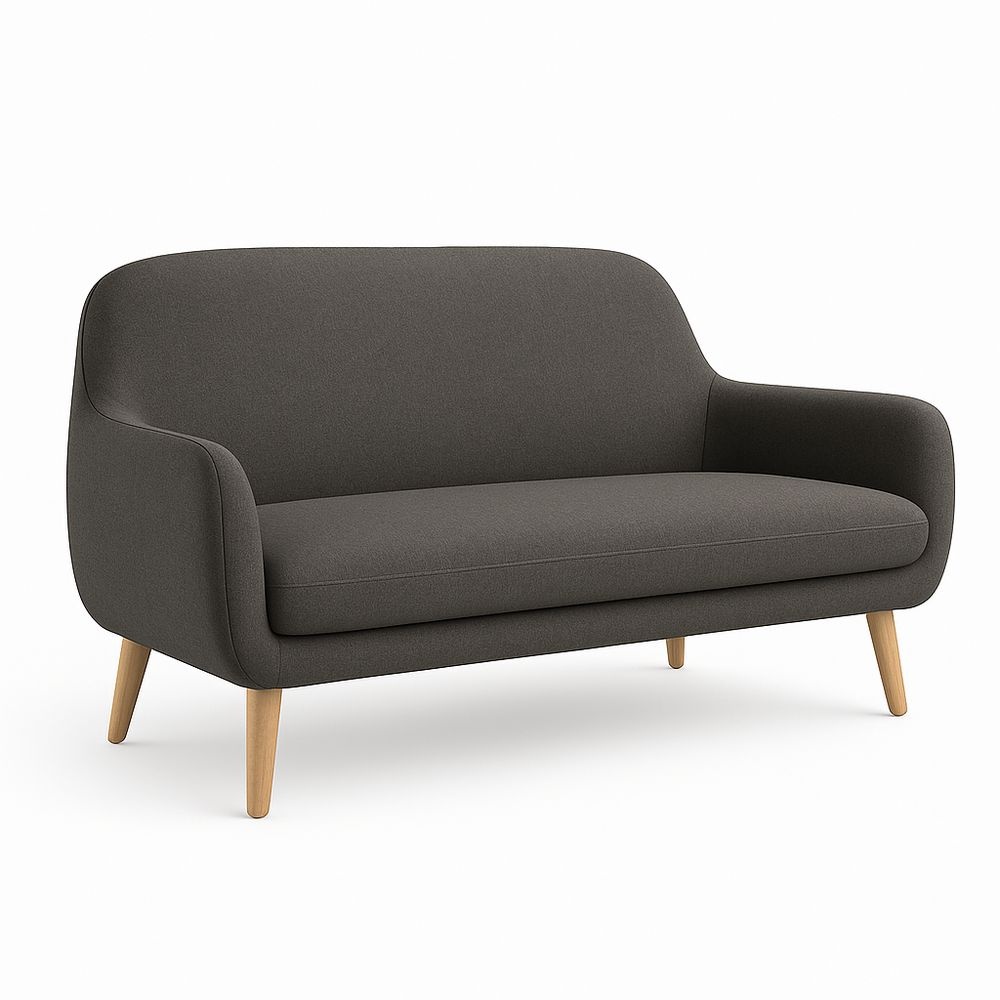 Sofá de Dos Plazas Moderna para Sala de Estar Gris Oscuro 150cm Tela