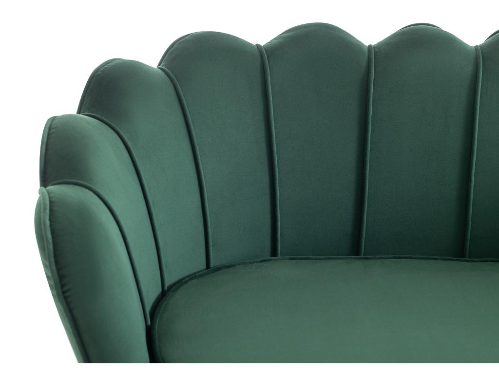 Sofá 2 plazas de terciopelo verde pino con forma de concha