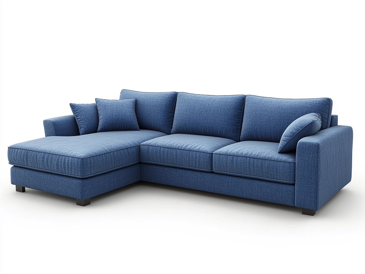 Sofá chaise longue azul moderno de tela para sala de estar 280x170 cm cómodo y elegante RC7119421