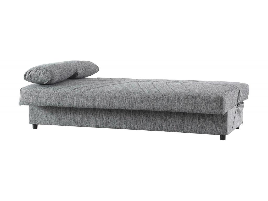 Sofá cama Dmalama, Sofá cama contenedor de 3 plazas con 2 cojines incluidos, Sofá de salón en tela acolchada con apertura clic-clac, 181x81h88 cm, Gris