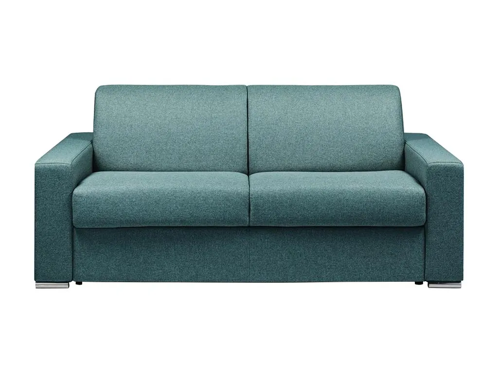 Sofá Cama de 3 Plazas con Apertura Rápida Lluesmahome, tela azul, somier de láminas 140 cm, colchón viscoelástico 18 cm.  TG6792148