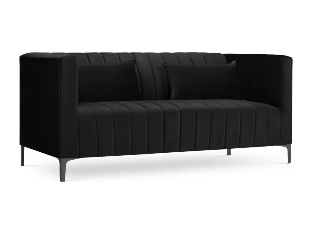 Alkifurniturees - Sofá Alkifurniturees 2 plazas de terciopelo negro - 160x85x74cm 01976NXRF
