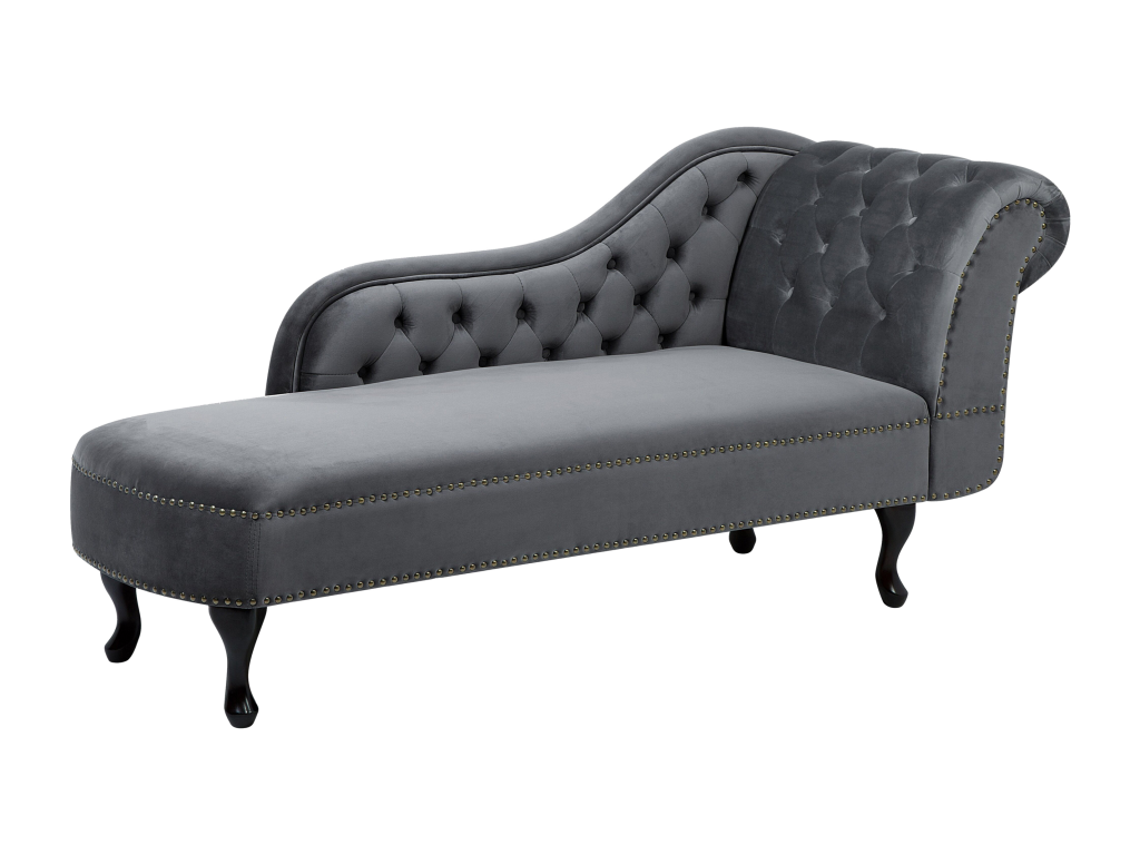 Chaise longue de terciopelo gris derecho NIMES